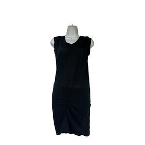 The Kooples 100% Linen Black Ruched Sleeveless Dress Womens Size S Bodycon